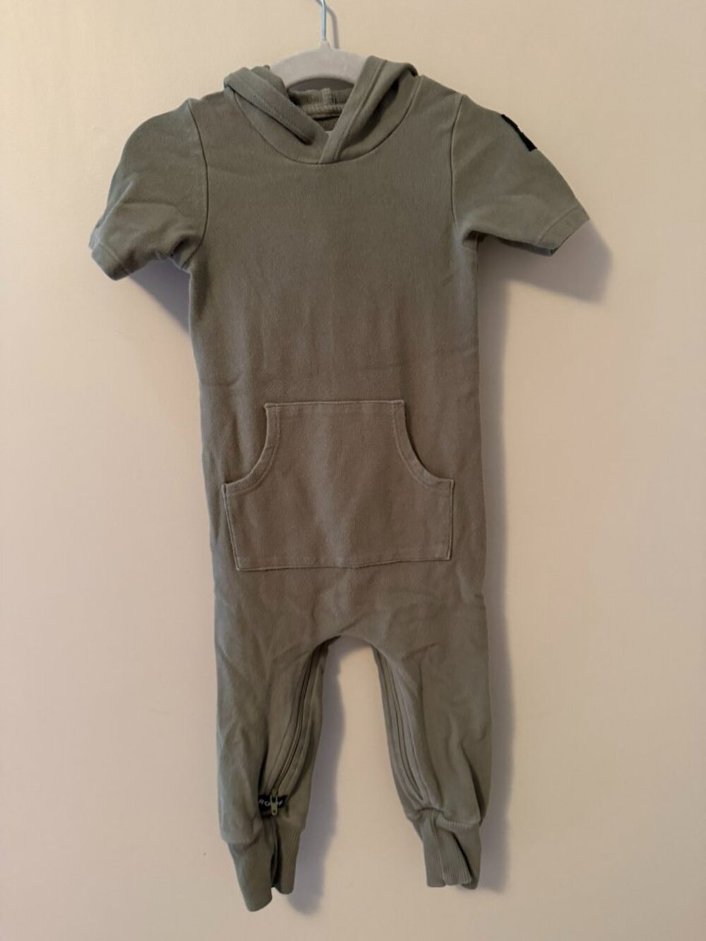Rowe Hooded Short Sleeve Romper, 6-12 Months, Sage Green, Made in Canada